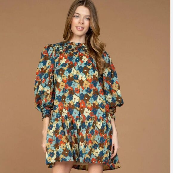 OLIVIA JAMES The Label Women's Lucy Fleur Multi Color Dress in Size Large - Picture 1 of 15